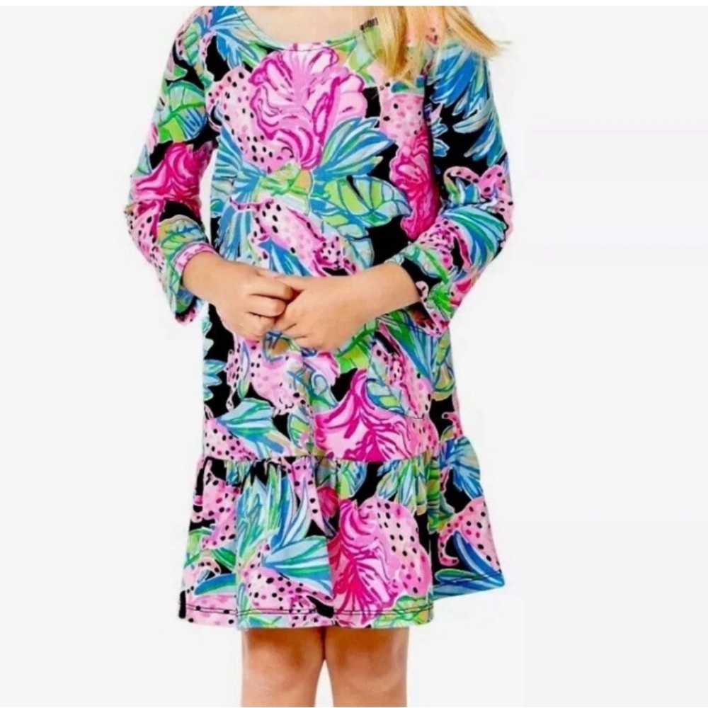 Lilly Pulitzer Girl's Jena Dress Onyx Jaguar Jungle Size L 8/10